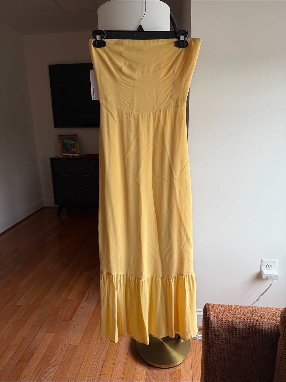 Yellow Strapless Midi Dress